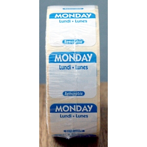 Monday Tri-language Removable Label (1x1000) - 25X25mm