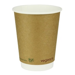 12oz Compostable Brown Kraft Double Wall Hot Cup