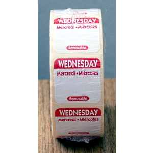 Wednesday Tri-language Removable Label (1x1000) - 25X25mm