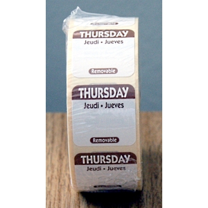 Thursday Tri-language Removable Label (1x1000) - 25X25mm