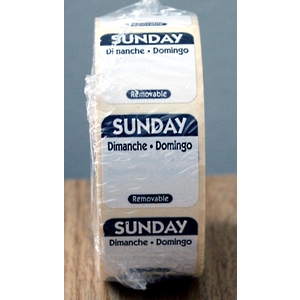 Sunday Tri-language Removable Label (1x1000) - 25X25mm