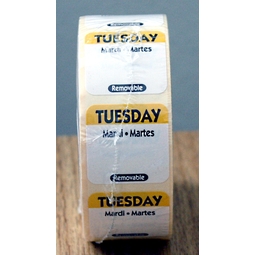 Tuesday Tri-language Removable Label (1x1000) - 25X25mm