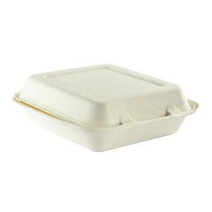 Compostable 9 x 8 inch Bagasse Lunch Box