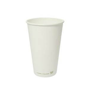 16oz Compostable White Single Wall Hot Cup